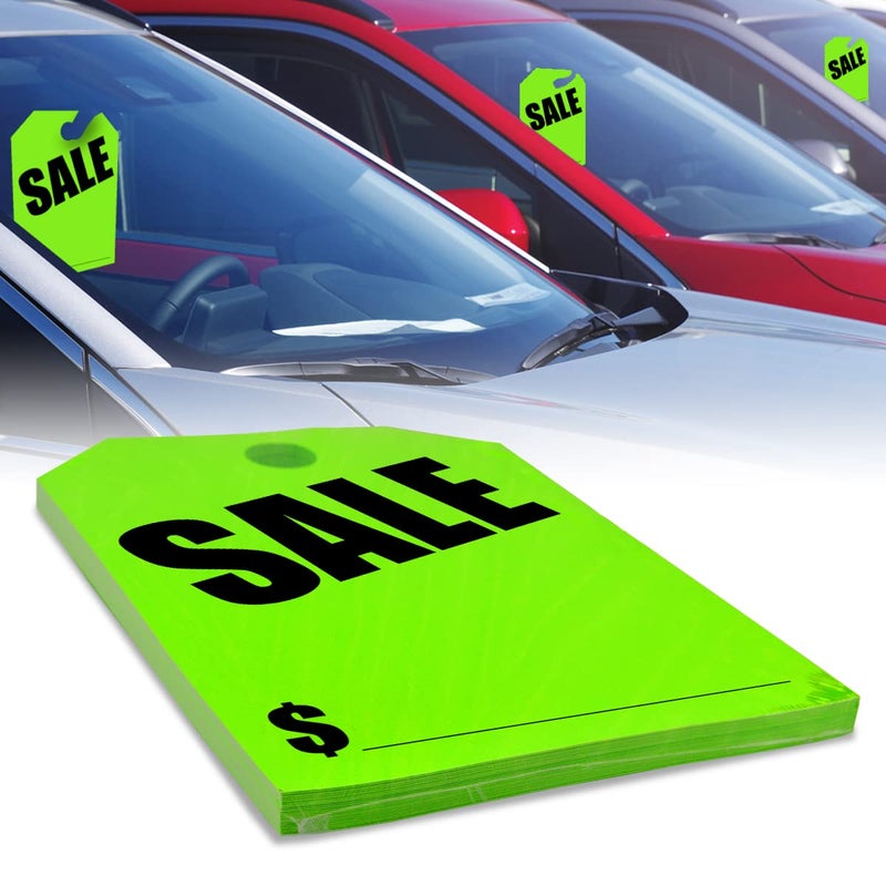 Versa-Tags Car Mirror Hang Tags - 8.5" x 11.5", Slogan-Sale, Pack of 50, Perfect for Auto Dealership Supplies & Car Lots Fluorescent (Green, 50) - Image 4
